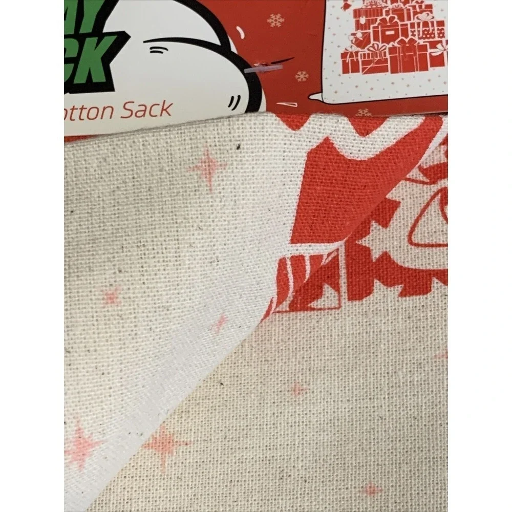 Geeknet Holiday Gift Sack Unisex 18x26 Cream Red NEW Christmas Cotton Drawstring